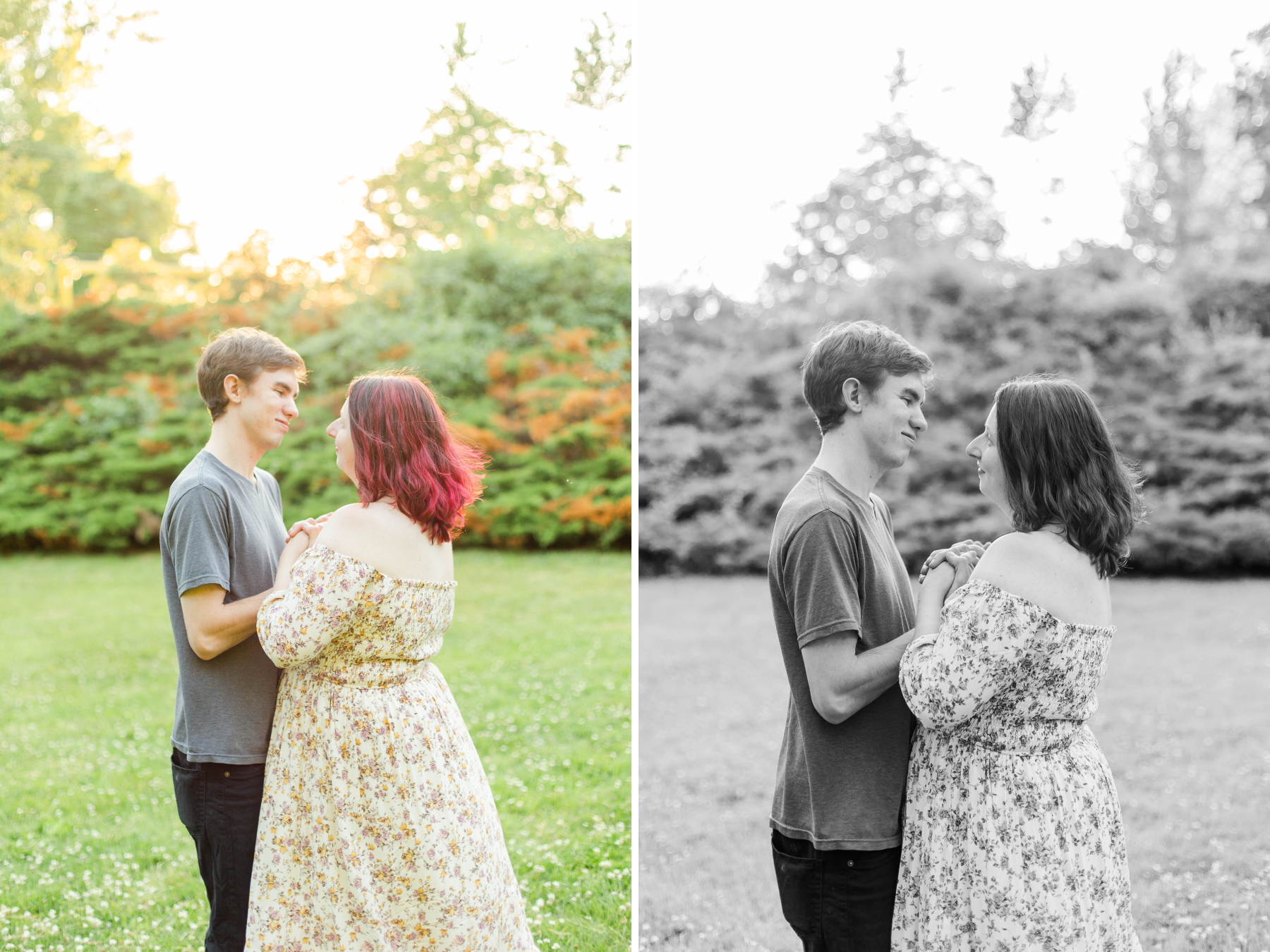 Couple stares into each other eyes at Wadsworth Fall Engagement Session